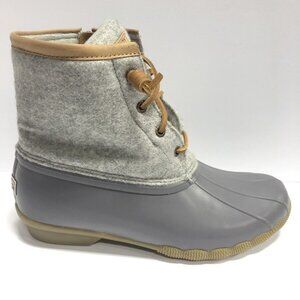 Sperry Women’s Saltwater, Gray Rain Booties, Size 8.5 M